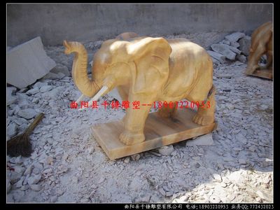 石雕漢白玉小象定制 工藝與風水的完美融合